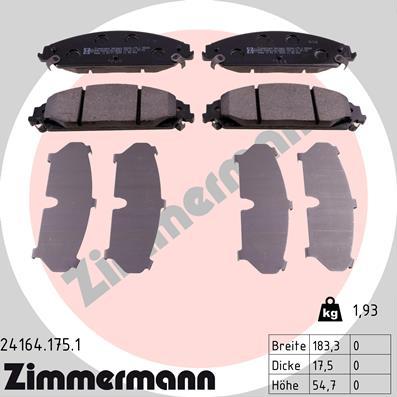 Zimmermann 24164.175.1 - Bremžu uzliku kompl., Disku bremzes www.autospares.lv