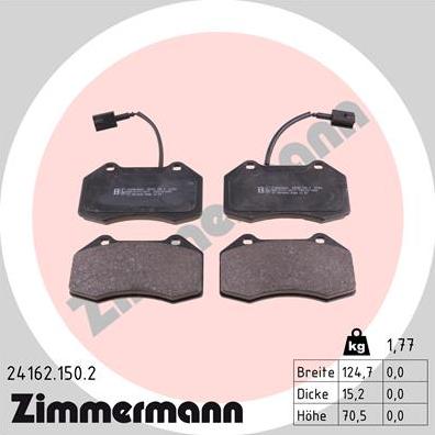 Zimmermann 24162.150.2 - Bremžu uzliku kompl., Disku bremzes www.autospares.lv