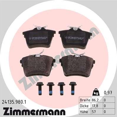 Zimmermann 24135.980.1 - Bremžu uzliku kompl., Disku bremzes www.autospares.lv