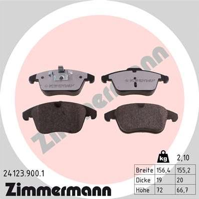 Zimmermann 24123.900.1 - Тормозные колодки, дисковые, комплект www.autospares.lv