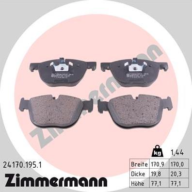 Zimmermann 24170.195.1 - Bremžu uzliku kompl., Disku bremzes www.autospares.lv