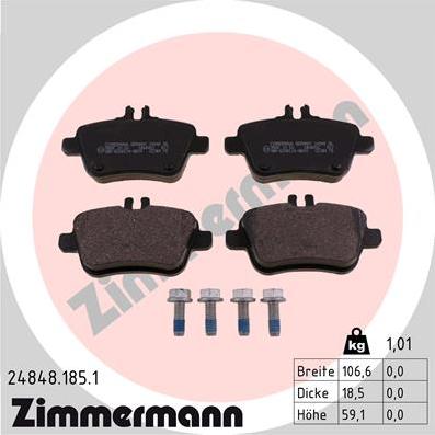 Zimmermann 24848.185.1 - Bremžu uzliku kompl., Disku bremzes www.autospares.lv