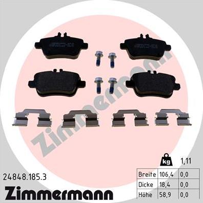 Zimmermann 24848.185.3 - Bremžu uzliku kompl., Disku bremzes www.autospares.lv