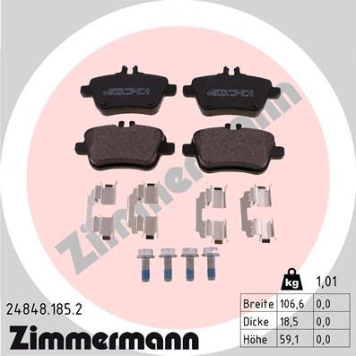 Zimmermann 24848.185.2 - Bremžu uzliku kompl., Disku bremzes www.autospares.lv