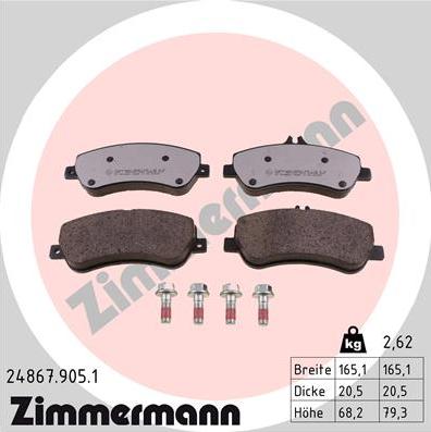 Zimmermann 24867.905.1 - Bremžu uzliku kompl., Disku bremzes www.autospares.lv