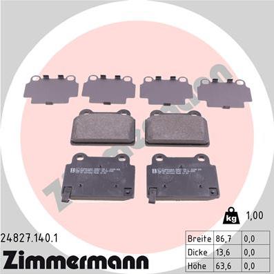 Zimmermann 24827.140.1 - Bremžu uzliku kompl., Disku bremzes www.autospares.lv