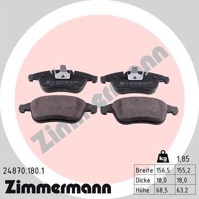 Zimmermann 24870.180.1 - Bremžu uzliku kompl., Disku bremzes autospares.lv