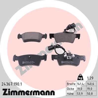 Zimmermann 24367.190.1 - Bremžu uzliku kompl., Disku bremzes autospares.lv