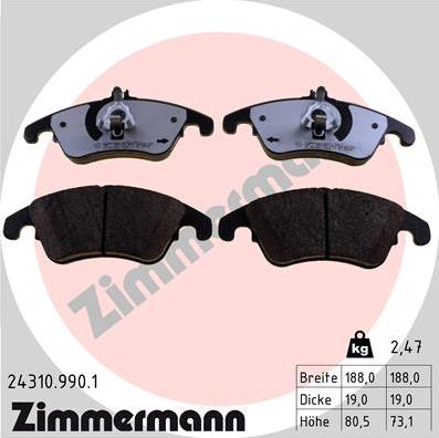 Zimmermann 24310.990.1 - Bremžu uzliku kompl., Disku bremzes autospares.lv