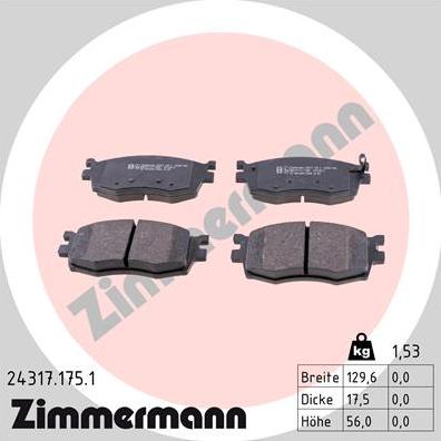 Zimmermann 24317.175.1 - Bremžu uzliku kompl., Disku bremzes www.autospares.lv