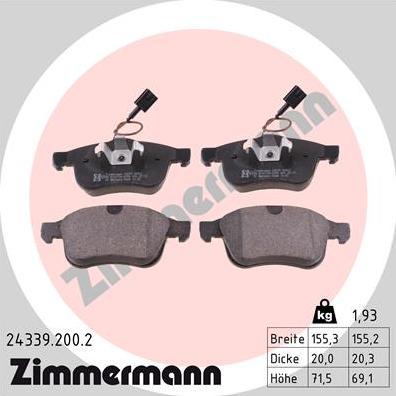 Zimmermann 24339.200.2 - Bremžu uzliku kompl., Disku bremzes www.autospares.lv