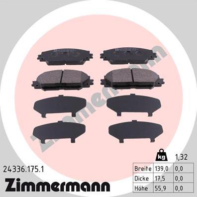 Zimmermann 24336.175.1 - Brake Pad Set, disc brake www.autospares.lv