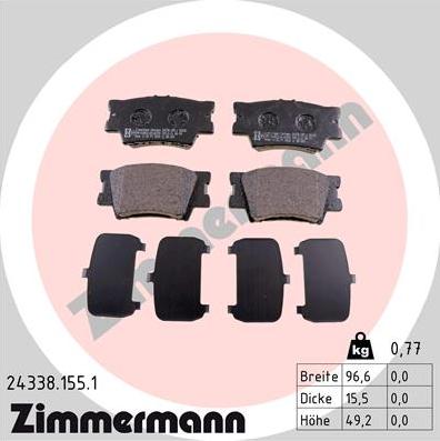 Zimmermann 24338.155.1 - Bremžu uzliku kompl., Disku bremzes www.autospares.lv