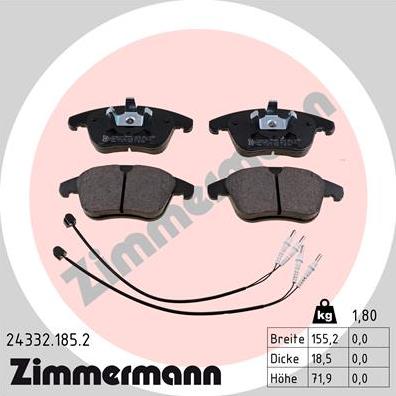 Zimmermann 24332.185.2 - Bremžu uzliku kompl., Disku bremzes www.autospares.lv