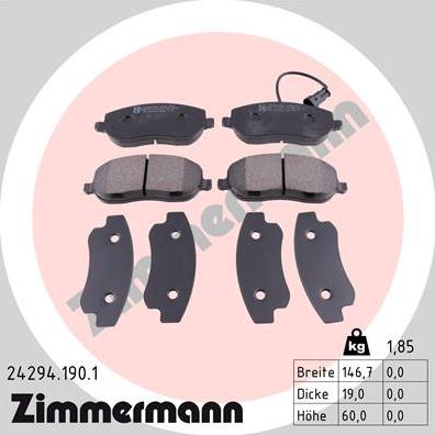 Zimmermann 24294.190.1 - Bremžu uzliku kompl., Disku bremzes www.autospares.lv