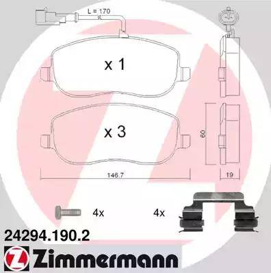 Zimmermann 24294.190.2 - Bremžu uzliku kompl., Disku bremzes www.autospares.lv