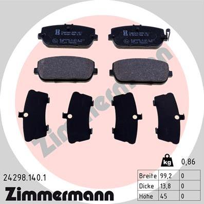 Zimmermann 24298.140.1 - Bremžu uzliku kompl., Disku bremzes www.autospares.lv