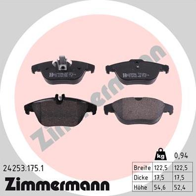 Zimmermann 24253.175.1 - Bremžu uzliku kompl., Disku bremzes www.autospares.lv