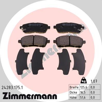 Zimmermann 24283.175.1 - Тормозные колодки, дисковые, комплект www.autospares.lv