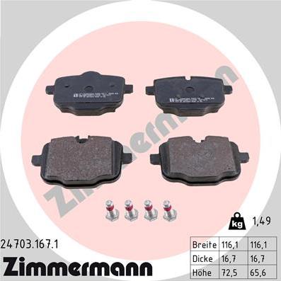 Zimmermann 24703.167.1 - Bremžu uzliku kompl., Disku bremzes www.autospares.lv