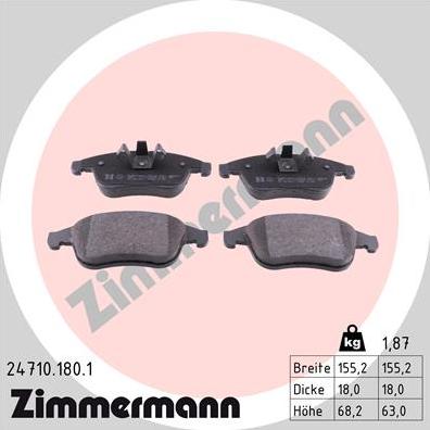 Zimmermann 24710.180.1 - Bremžu uzliku kompl., Disku bremzes www.autospares.lv