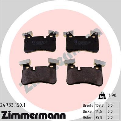 Zimmermann 24733.150.1 - Bremžu uzliku kompl., Disku bremzes www.autospares.lv