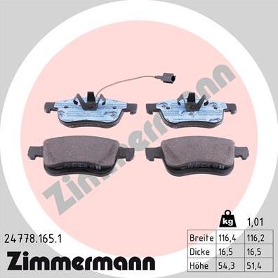 Zimmermann 24778.165.1 - Brake Pad Set, disc brake www.autospares.lv