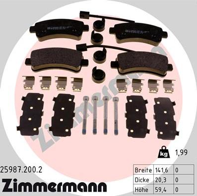 Zimmermann 25987.200.2 - Bremžu uzliku kompl., Disku bremzes autospares.lv