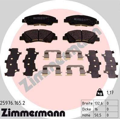 Zimmermann 25976.165.2 - Bremžu uzliku kompl., Disku bremzes www.autospares.lv