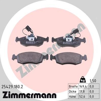 Zimmermann 25429.180.2 - Bremžu uzliku kompl., Disku bremzes autospares.lv