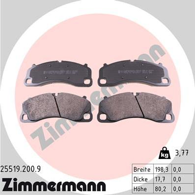 Zimmermann 25519.200.9 - Bremžu uzliku kompl., Disku bremzes www.autospares.lv