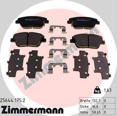 Zimmermann 25644.175.2 - Тормозные колодки, дисковые, комплект www.autospares.lv