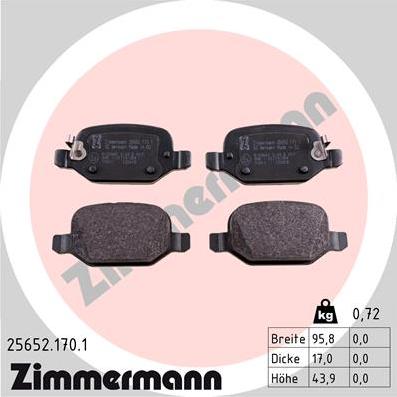 Zimmermann 25652.170.1 - Bremžu uzliku kompl., Disku bremzes www.autospares.lv