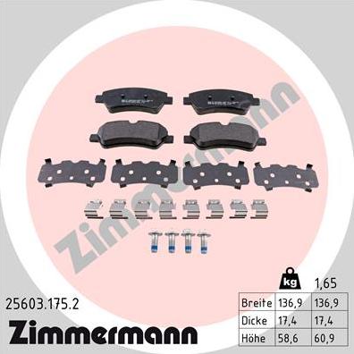 Zimmermann 25603.175.2 - Bremžu uzliku kompl., Disku bremzes autospares.lv