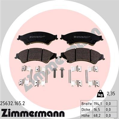 Zimmermann 25632.165.2 - Bremžu uzliku kompl., Disku bremzes autospares.lv