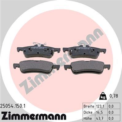 Zimmermann 25054.150.1 - Тормозные колодки, дисковые, комплект www.autospares.lv