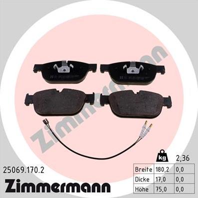 Zimmermann 25069.170.2 - Bremžu uzliku kompl., Disku bremzes www.autospares.lv