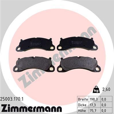 Zimmermann 25003.170.1 - Bremžu uzliku kompl., Disku bremzes www.autospares.lv