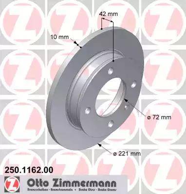 Zimmermann 250.1162.00 - Bremžu diski autospares.lv