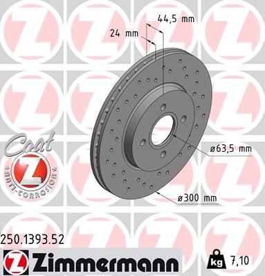 Zimmermann 250.1393.52 - Bremžu diski www.autospares.lv