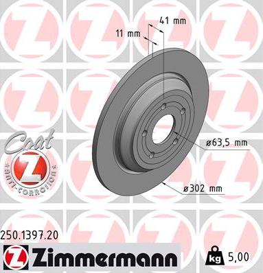 Zimmermann 250.1397.20 - Bremžu diski www.autospares.lv