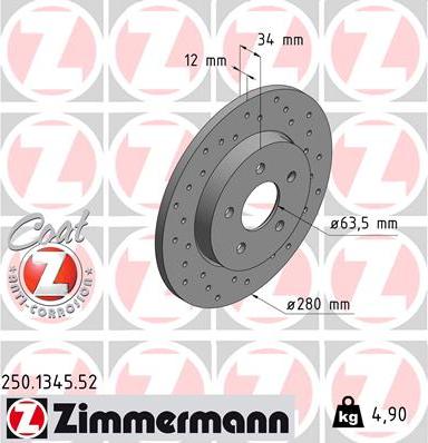 Zimmermann 250.1345.52 - Bremžu diski autospares.lv