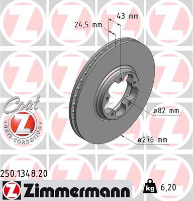 Zimmermann 250.1348.20 - Bremžu diski autospares.lv