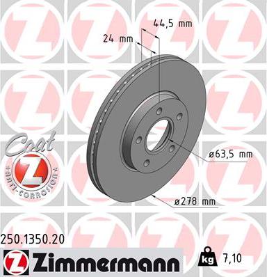 Zimmermann 250.1350.20 - Bremžu diski autospares.lv