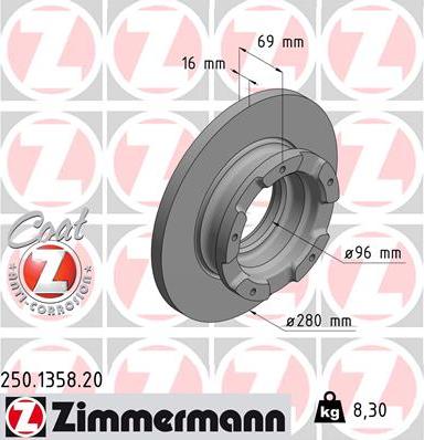 Zimmermann 250.1358.20 - Brake Disc www.autospares.lv