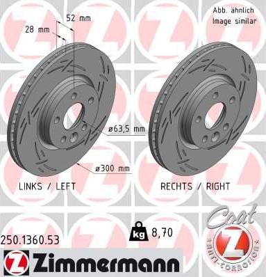 Zimmermann 250.1360.53 - Bremžu diski autospares.lv