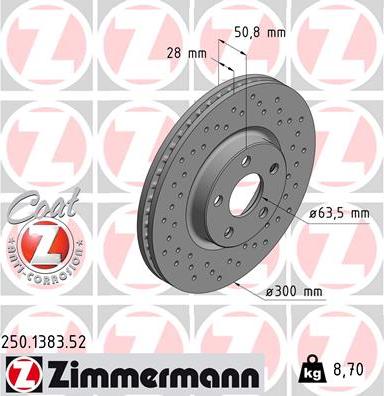 Zimmermann 250.1383.52 - Bremžu diski autospares.lv