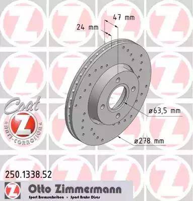 Zimmermann 250.1338.52 - Bremžu diski www.autospares.lv