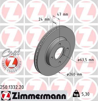 Zimmermann 250.1332.20 - Bremžu diski www.autospares.lv