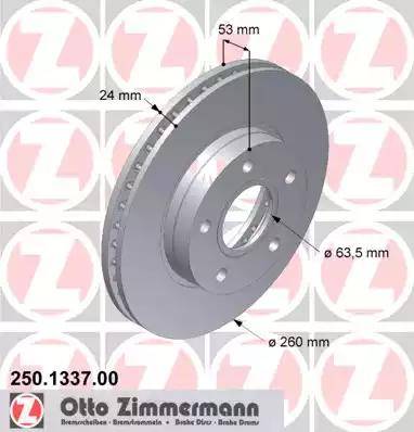 Zimmermann 250.1337.00 - Bremžu diski www.autospares.lv